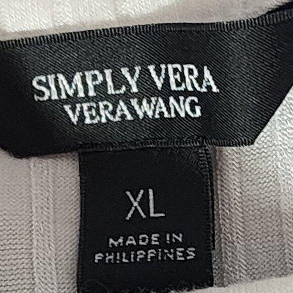 Simply Vera Wang White Ribbed Rayon Span LS Handkerchief Hem Cinch Front Top XL - Picture 14 of 16